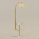 Elegant Bedside Cone Gold Floor Lamp with Side Table Image - 9