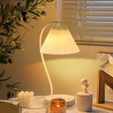 Elegant Beige Geometric Fabric Shade Smart Table Lamp Image - 3