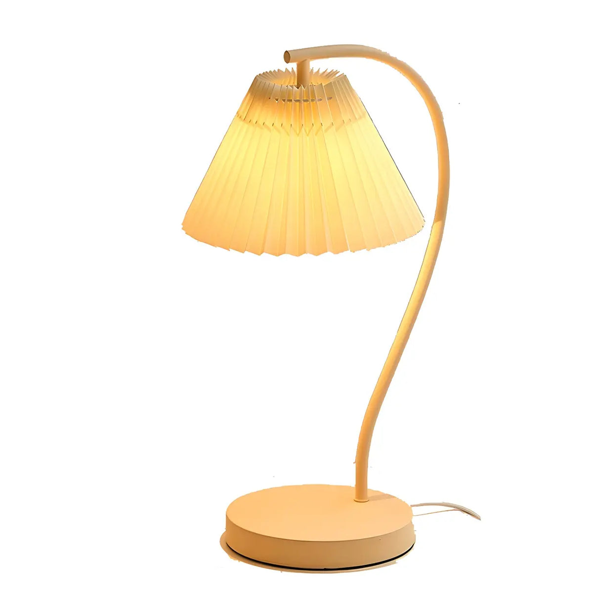 Elegant Beige Geometric Fabric Shade Smart Table Lamp Image - 5