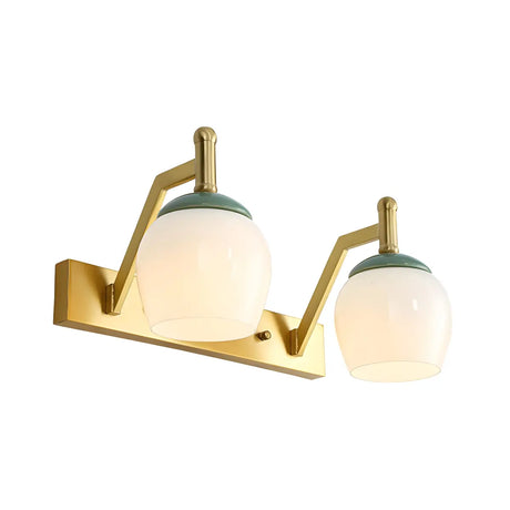 Elegant Bell Frosted Glass Shade Brass Vanity Light Image - 4