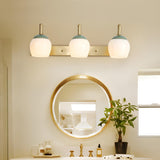 Elegant Bell Frosted Glass Shade Brass Vanity Light Image - 6