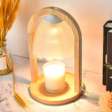 Elegant Bell Glass Wooden Candle Warmer Table Lamp Image - 1