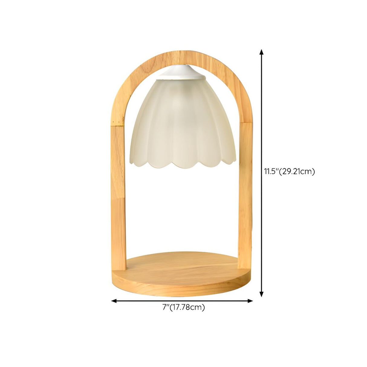 Elegant Bell Glass Wooden Candle Warmer Table Lamp 