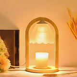 Elegant Bell Glass Wooden Candle Warmer Table Lamp Image - 4