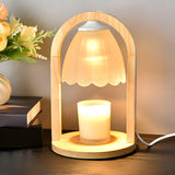 Elegant Bell Glass Wooden Candle Warmer Table Lamp Image - 5