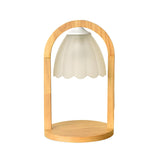 Elegant Bell Glass Wooden Candle Warmer Table Lamp Image - 6