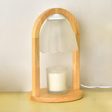 Elegant Bell Glass Wooden Candle Warmer Table Lamp Image - 7