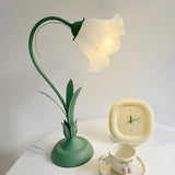 Elegant Bionic Flower White Bell Shade Table Lamp Image - 1