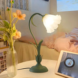 Elegant Bionic Flower White Bell Shade Table Lamp Image - 2