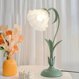 Elegant Bionic Flower White Bell Shade Table Lamp Image - 4