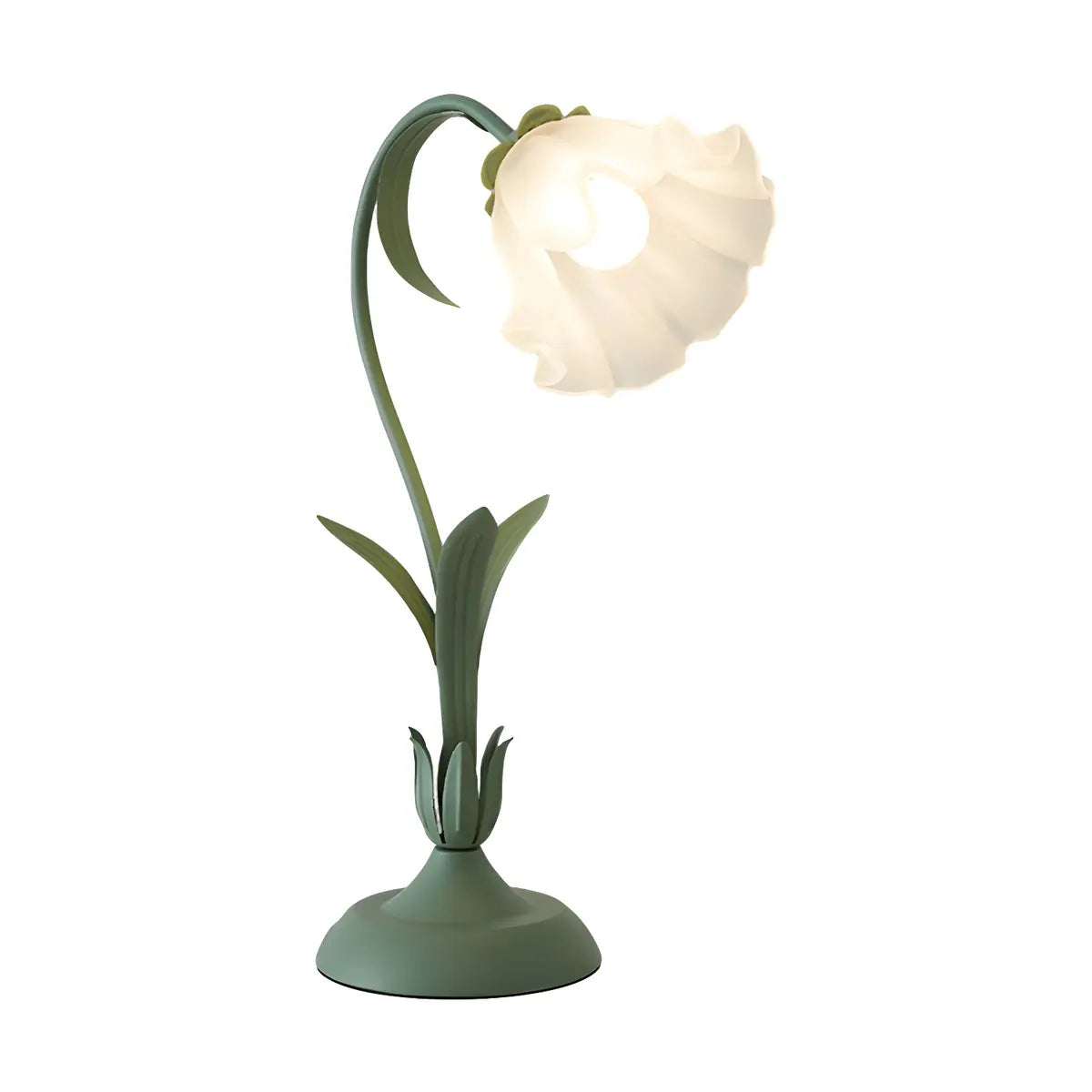 Elegant Bionic Flower White Bell Shade Table Lamp Image - 5