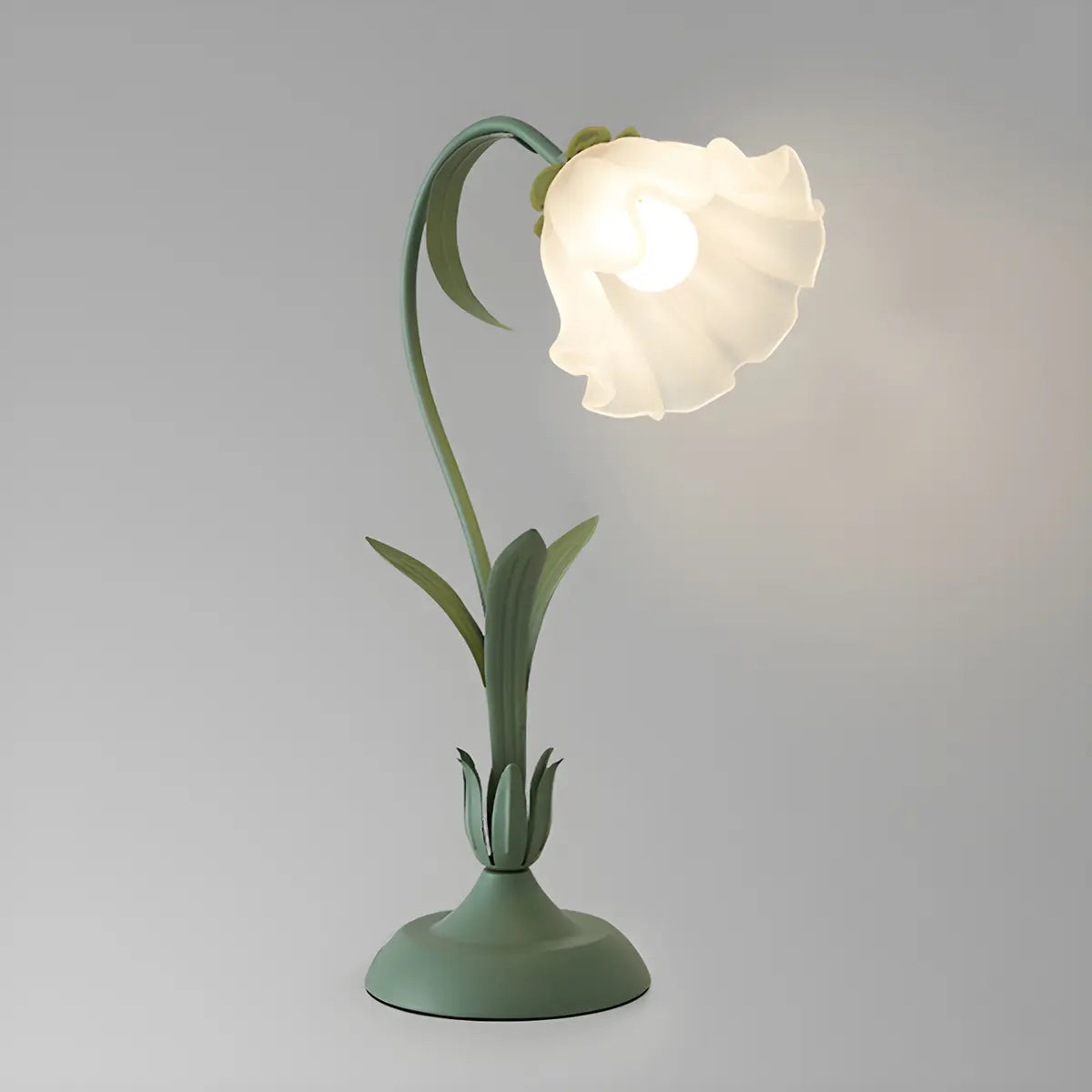 Elegant Bionic Flower White Bell Shade Table Lamp Image - 7