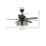 Elegant Black 5 Blade Glass Shade Ceiling Fan Light Image - 10