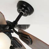 Elegant Black 5 Blade Glass Shade Ceiling Fan Light Image - 6