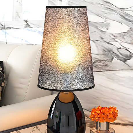 Elegant Black Barrel Shade Table Lamp with Touch Switch Image - 1