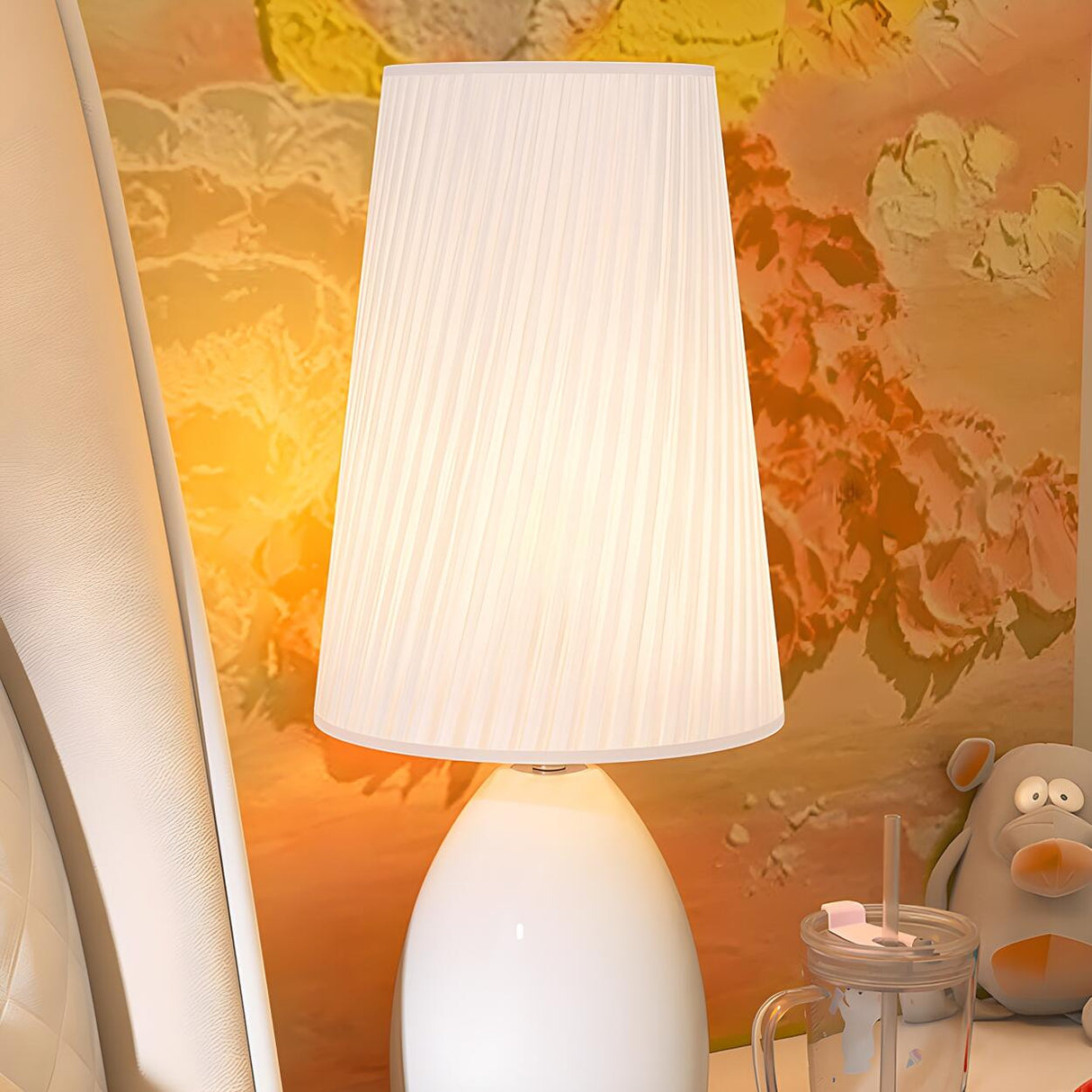 Elegant Black Barrel Shade Table Lamp with Touch Switch Image - 3