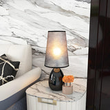 Elegant Black Barrel Shade Table Lamp with Touch Switch Image - 4