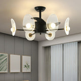 Elegant Black Column Shade Chandelier Fan with Light Image - 10