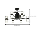 Elegant Black Column Shade Chandelier Fan with Light Image - 15