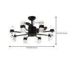 Elegant Black Column Shade Chandelier Fan with Light Image - 18