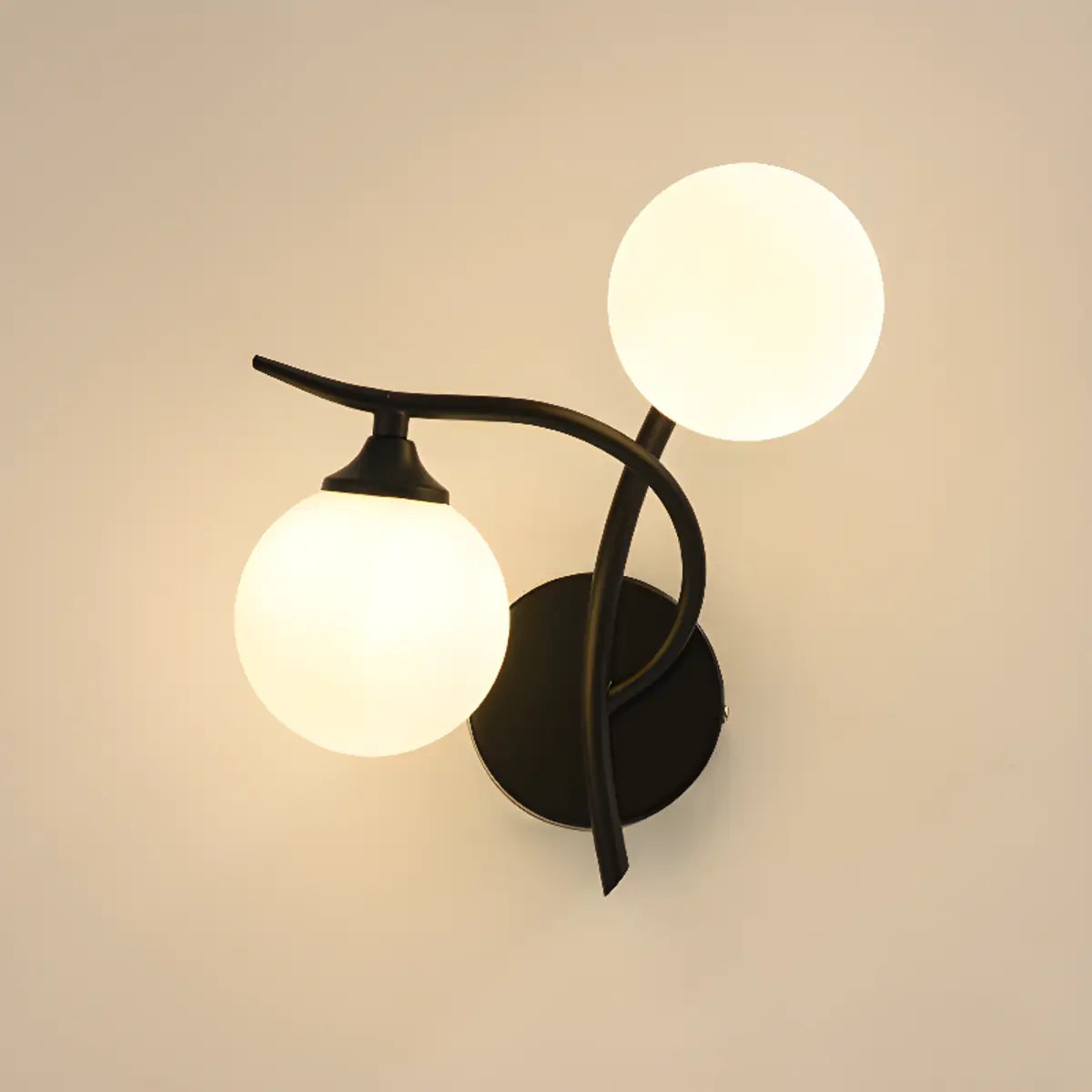 Elegant Black Dual-Globe Wall Light Fixture Image - 12