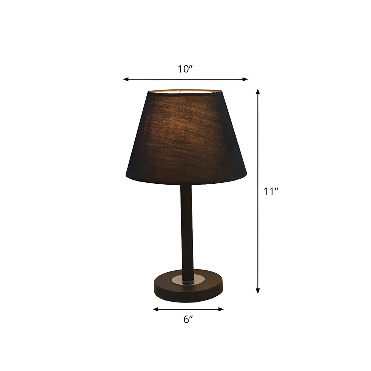 Elegant Black Fabric Cone Bedroom Decor Table Lamp 