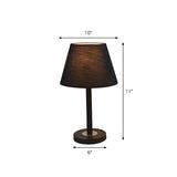 Elegant Black Fabric Cone Bedroom Decor Table Lamp #size