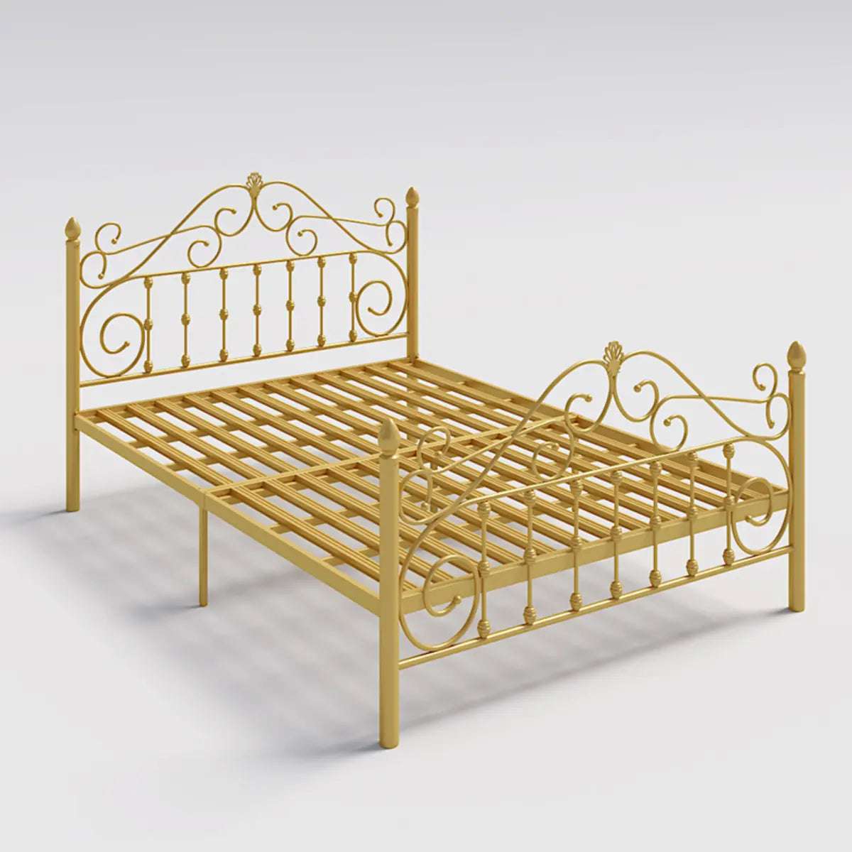 Elegant Black Headboard Metal Queen Open-Frame Panel Bed Image - 5