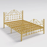 Elegant Black Headboard Metal Queen Open-Frame Panel Bed Image - 5