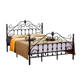 Elegant Black Headboard Metal Queen Open-Frame Panel Bed Image - 9