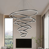 Elegant Black Spiral Circle Living Room Pendant Chandelier Image - 15