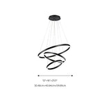 Elegant Black Spiral Circle Living Room Pendant Chandelier #size