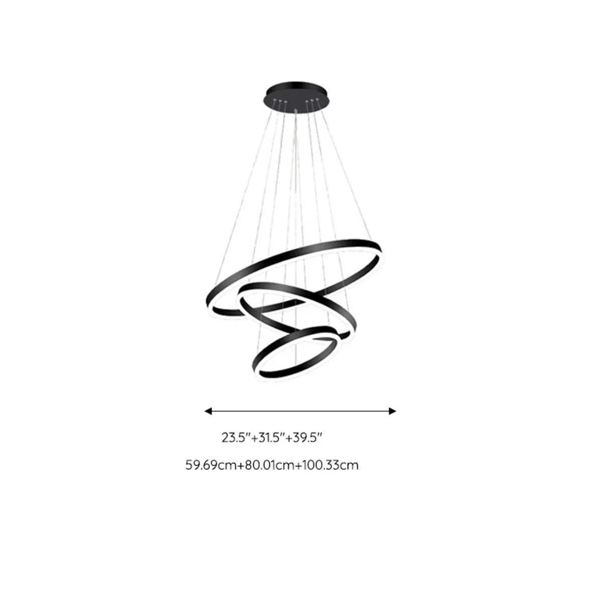 Elegant Black Spiral Circle Living Room Pendant Chandelier Image - 19