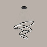 Elegant Black Spiral Circle Living Room Pendant Chandelier Image - 3