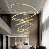 Elegant Black Spiral Circle Living Room Pendant Chandelier Image - 6