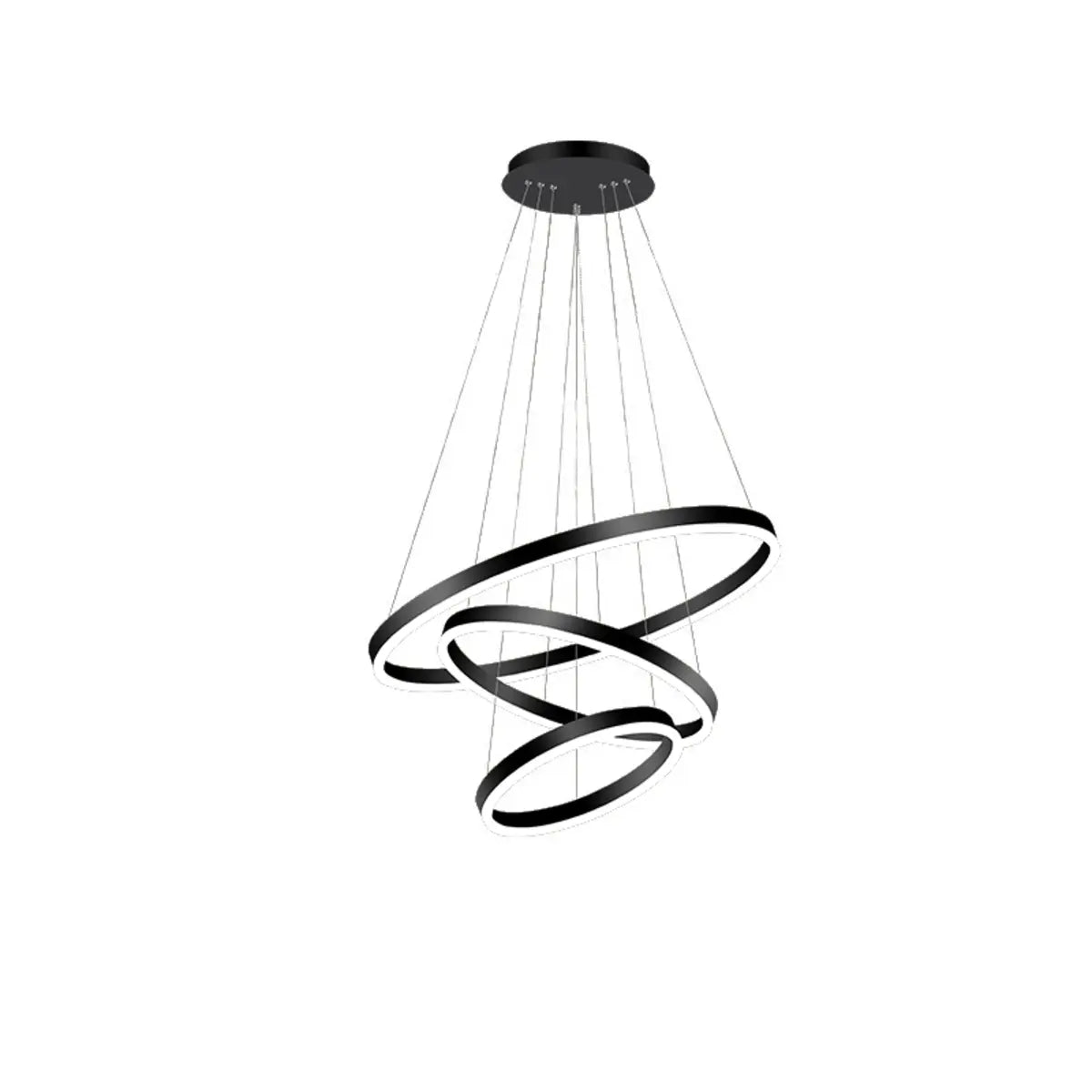 Elegant Black Spiral Circle Living Room Pendant Chandelier Image - 9