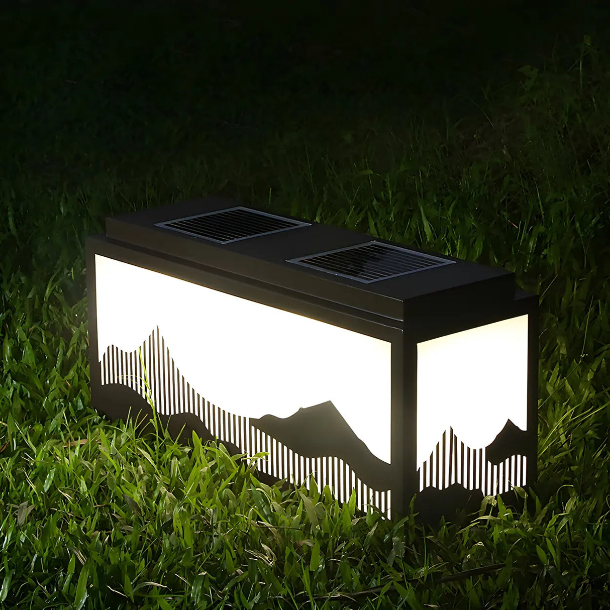 Elegant Black  Square Metal Landscape Outdoor Lamp Image - 3