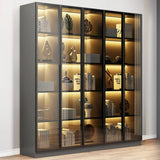 Elegant Black Vertical Glass Door Storage Tall Bookcase Image - 1