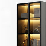 Elegant Black Vertical Glass Door Storage Tall Bookcase Image - 10