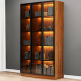 Elegant Black Vertical Glass Door Storage Tall Bookcase Image - 16