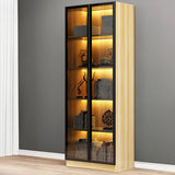 Elegant Black Vertical Glass Door Storage Tall Bookcase Image - 17