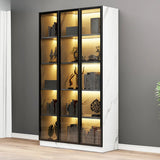 Elegant Black Vertical Glass Door Storage Tall Bookcase Image - 4