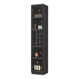 Elegant Black Wood Glass Door LED Storage Wine Cabinet Image - 17