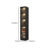 Elegant Black Wood Glass Door LED Storage Wine Cabinet Image - 23