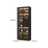 Elegant Black Wood Glass Door LED Storage Wine Cabinet Image - 24