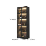 Elegant Black Wood Glass Door LED Storage Wine Cabinet Image - 26