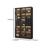 Elegant Black Wood Glass Door LED Storage Wine Cabinet Image - 27