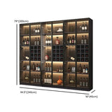 Elegant Black Wood Glass Door LED Storage Wine Cabinet Image - 30