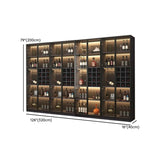 Elegant Black Wood Glass Door LED Storage Wine Cabinet Image - 31