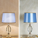 Elegant Blue Barrel Lampshade Crystal Base Table Lamp Image - 11